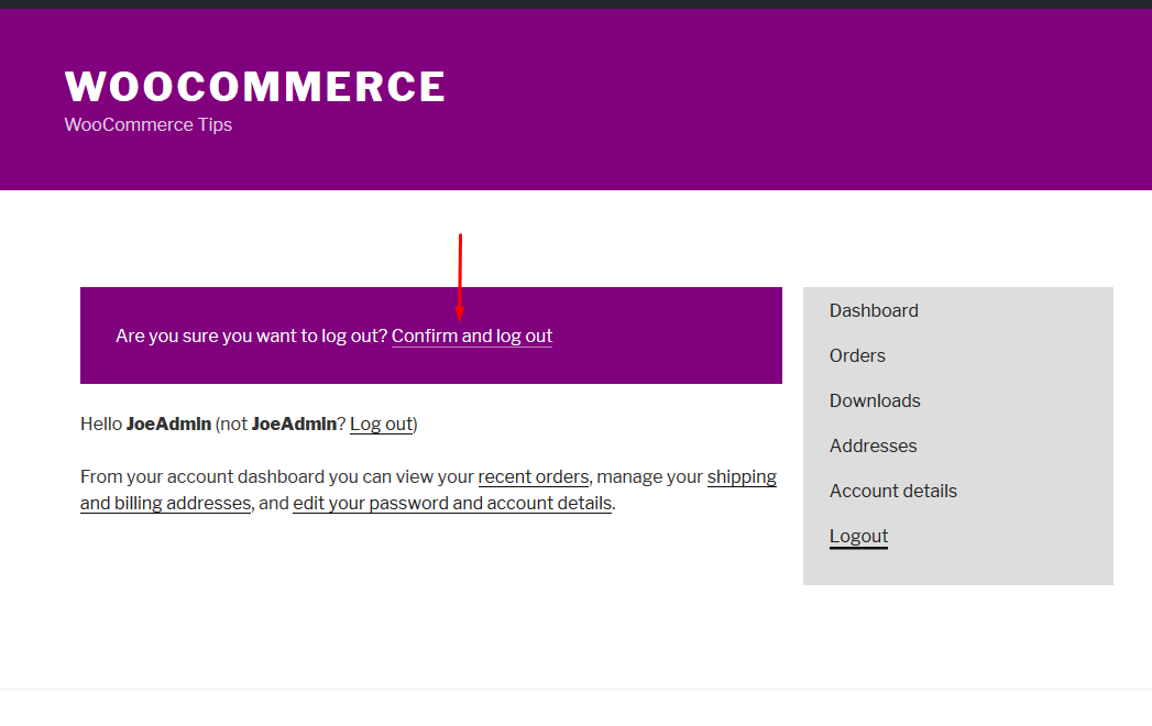 WooCommerce Logout without Confirmation: Are you sure you want to log out?"