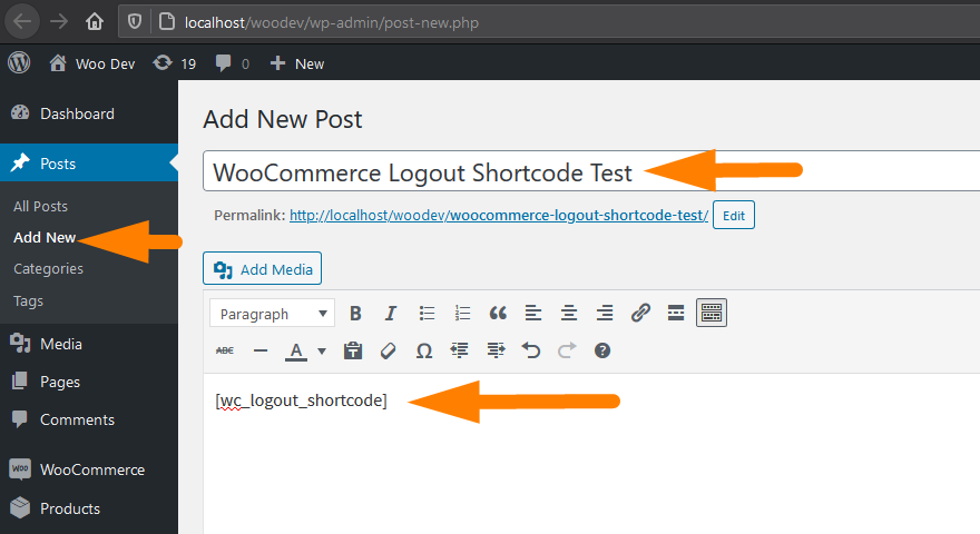 woocommerce logout page shortcode