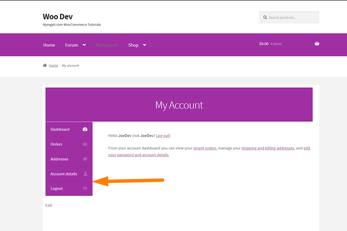 remove downloads menu My Account WooCommerce removed