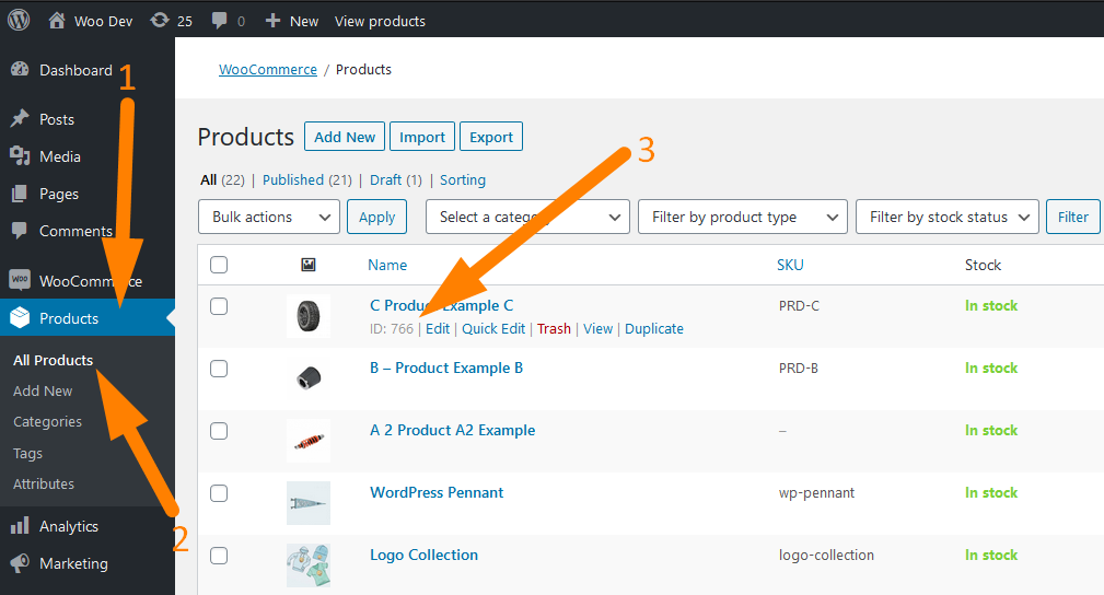 find product id in WooCommerce