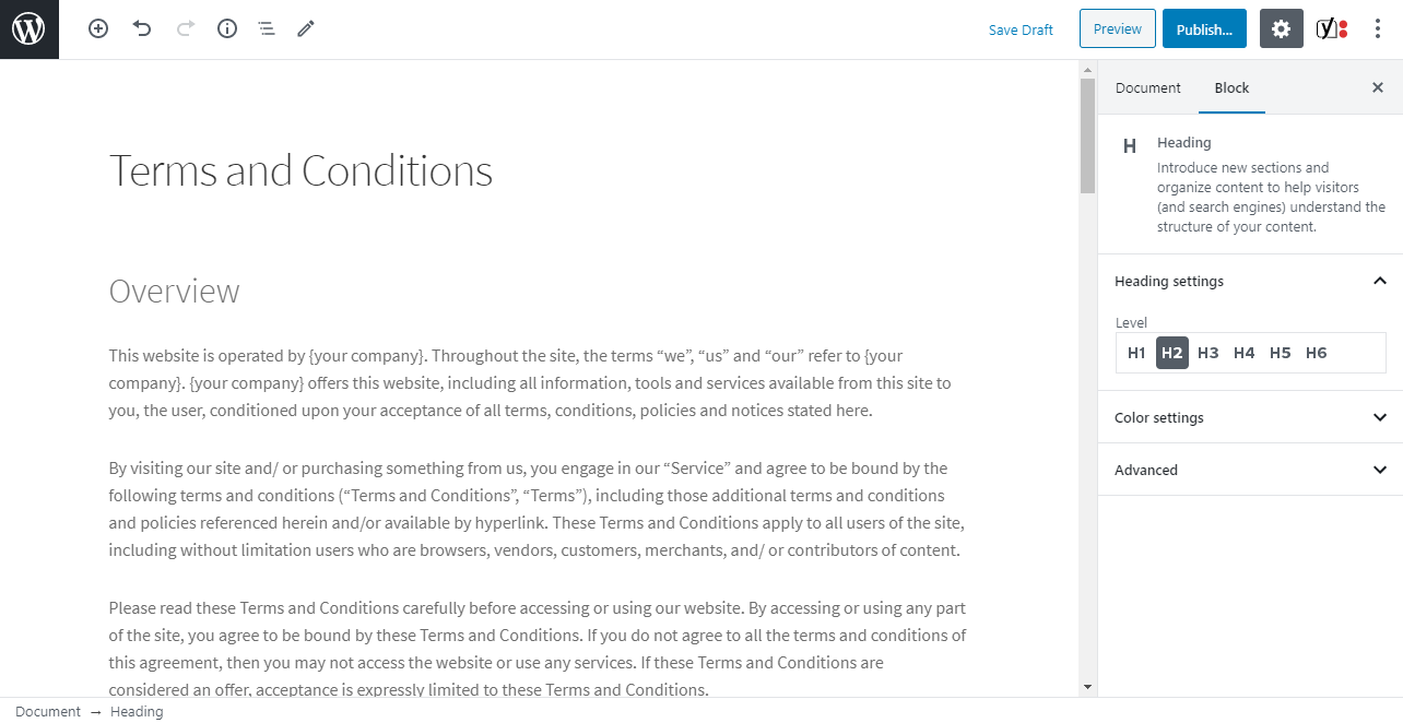 Add terms and conditions page