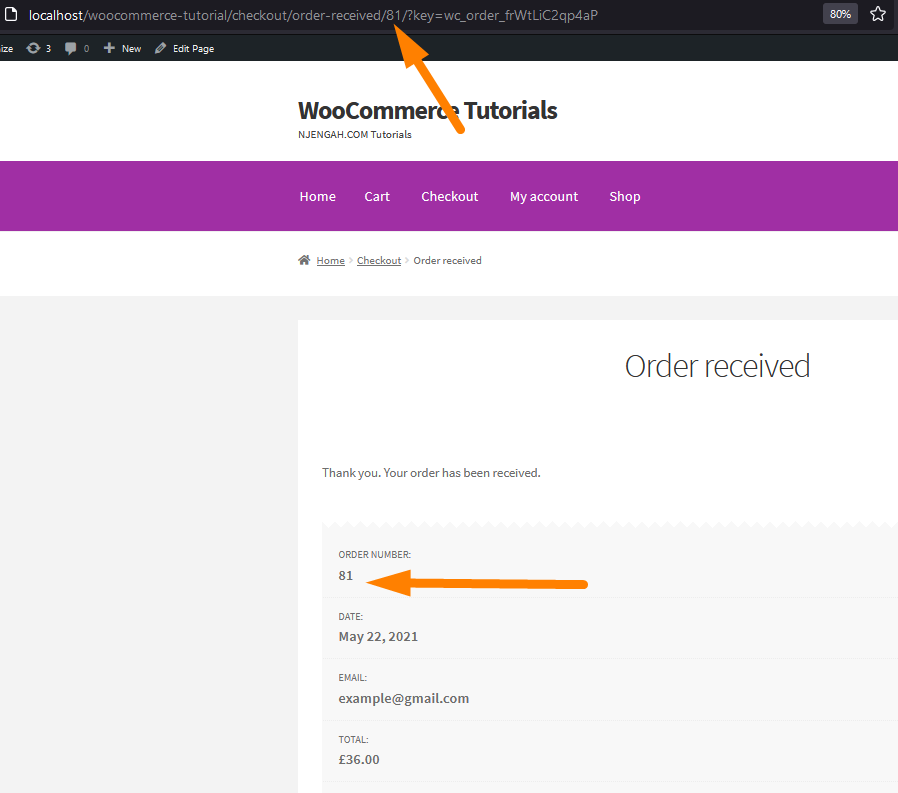 WooCommerce Get Current Order ID from URL