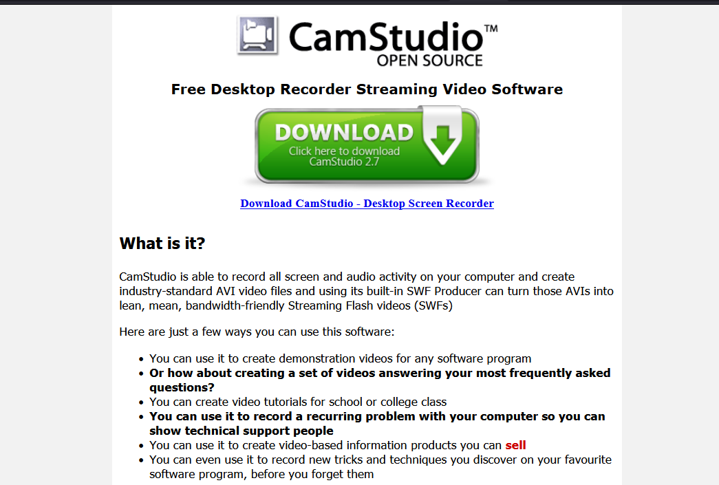 camstudio screen capture software free download