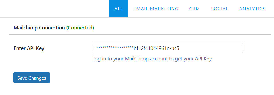 connecting mailoptin with mailchimp